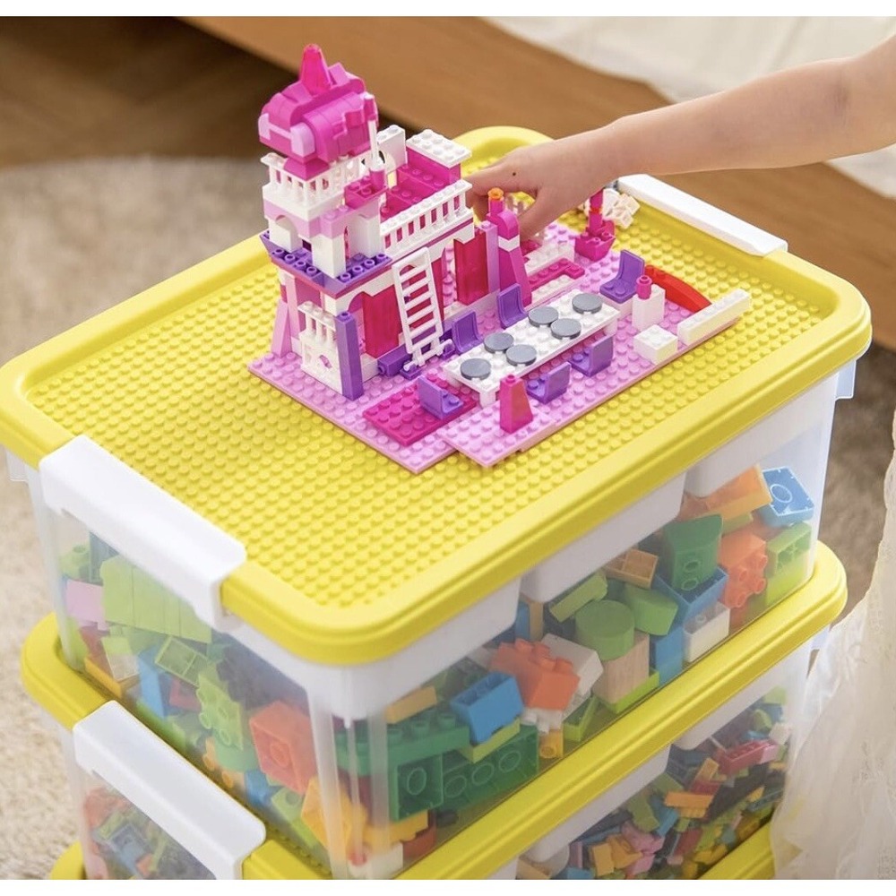 Citylife 17 QT Plastic Storage Box with Building Baseplate‎ 1 Pack-17 QT Yellow